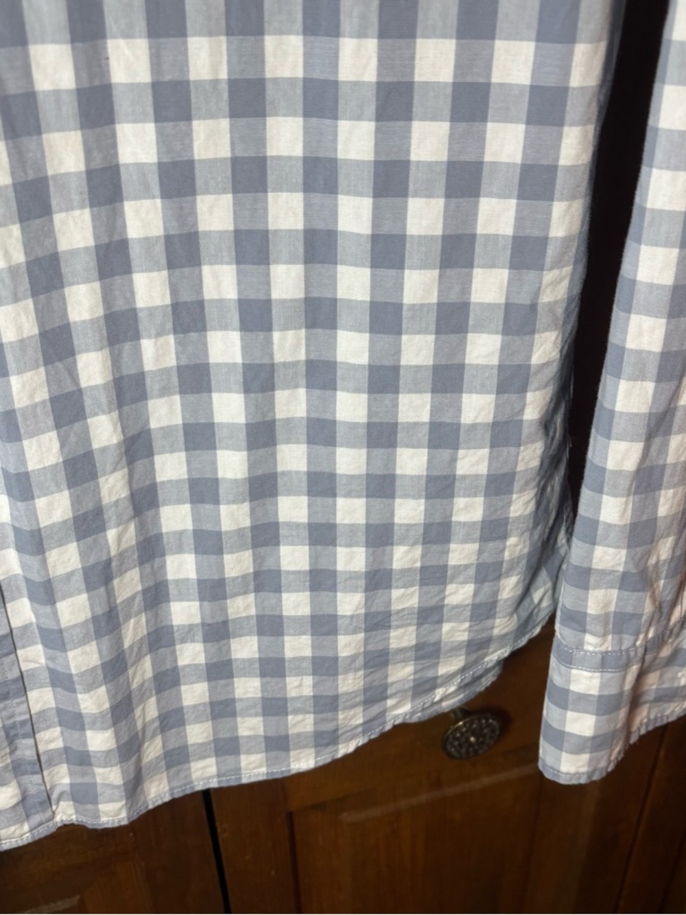 J. Crew Men's Light Blue and White Gingham Button-Down Shirt - Picture 6 of 8